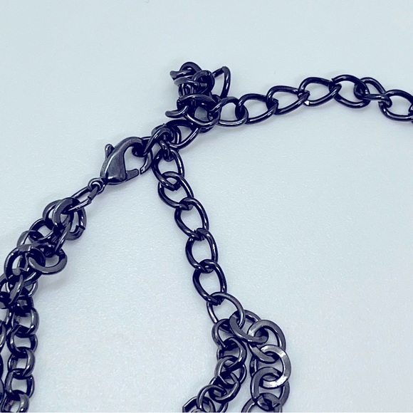 NWOT 18’ Silver Tone Faceted Glass Chunky Bead Statement Necklace Smokey Chain - Picture 10 of 11